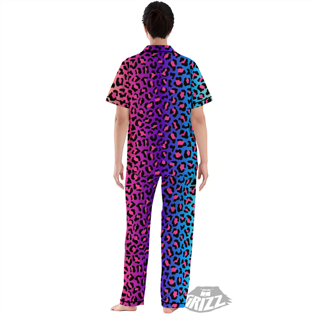 Leopard Rainbow Print Women's Pajamas Set-grizzshop