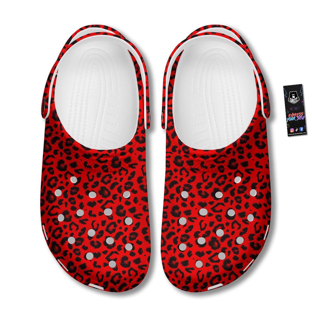 Leopard Red Print Pattern Clog-grizzshop