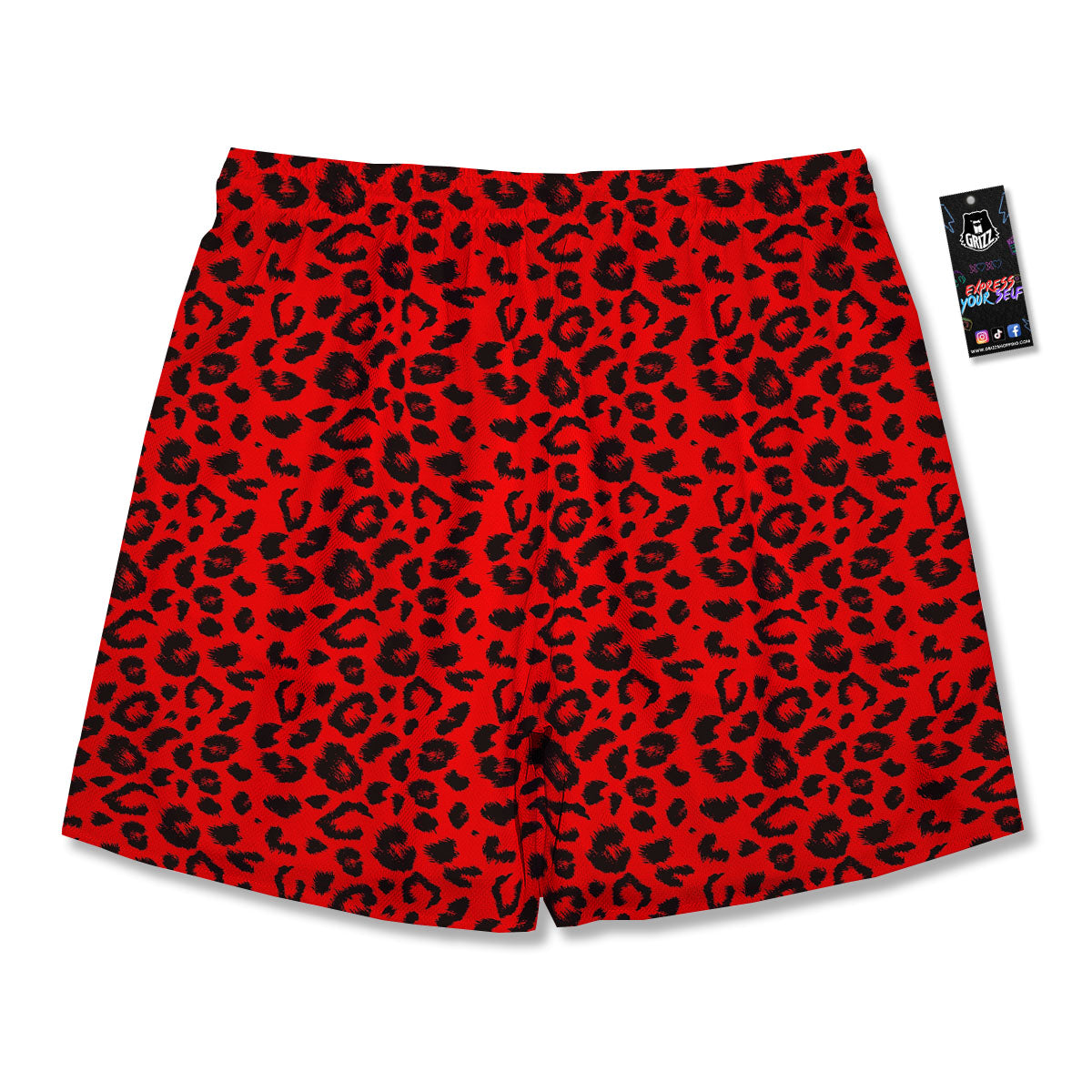 Leopard Red Print Pattern Men's Running Shorts-grizzshop