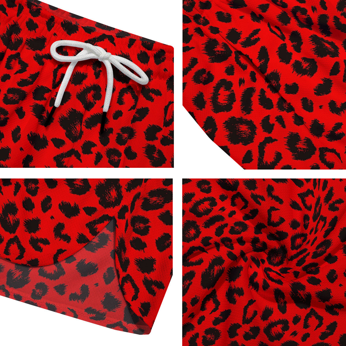 Leopard Red Print Pattern Men's Running Shorts-grizzshop