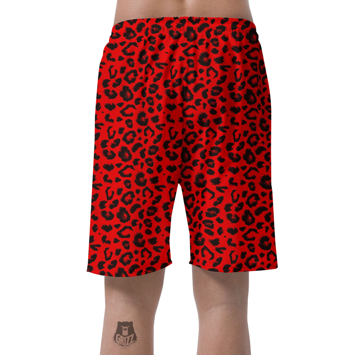 Leopard Red Print Pattern Men's Shorts-grizzshop