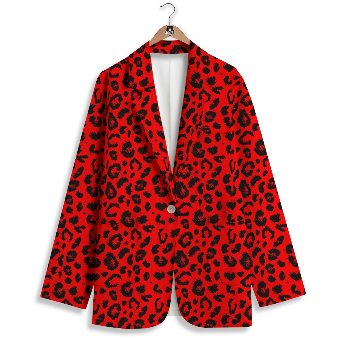 Leopard Red Print Pattern Women's Blazer-grizzshop