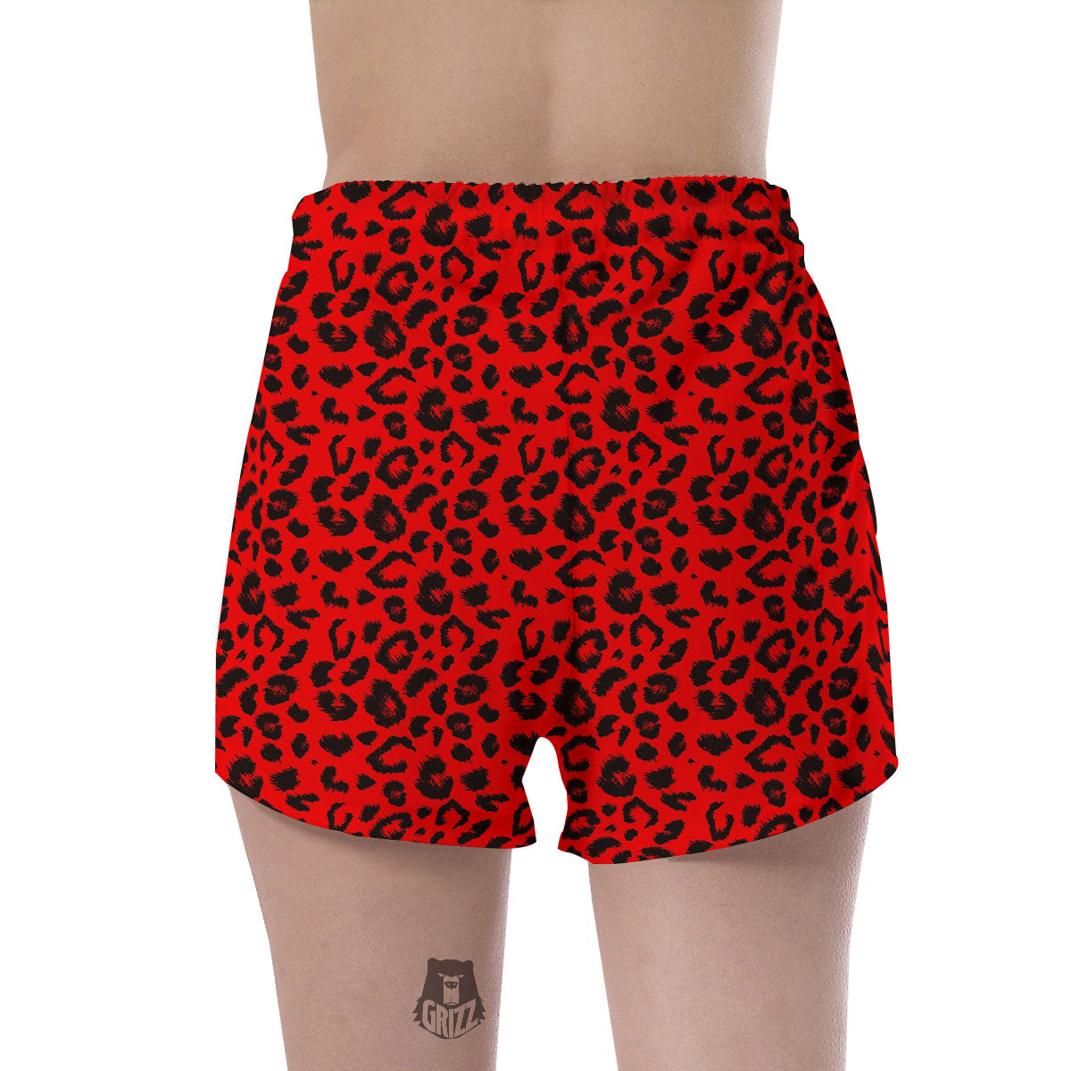 Leopard Red Print Pattern Women's Shorts-grizzshop