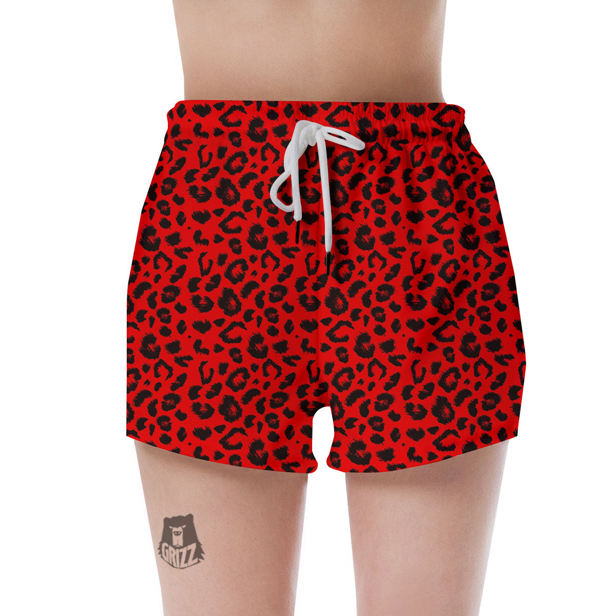Leopard Red Print Pattern Women's Shorts-grizzshop