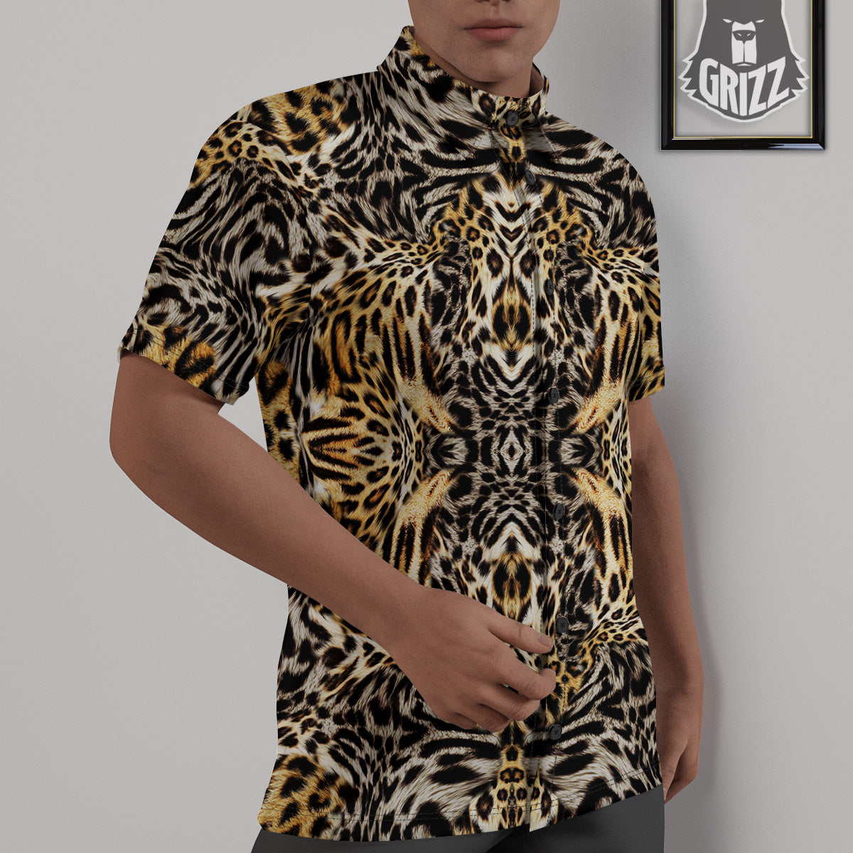 Leopard Skin Texture Print Pattern Untucked Shirts-grizzshop
