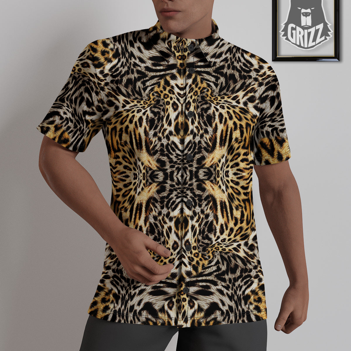 Leopard Skin Texture Print Pattern Untucked Shirts-grizzshop