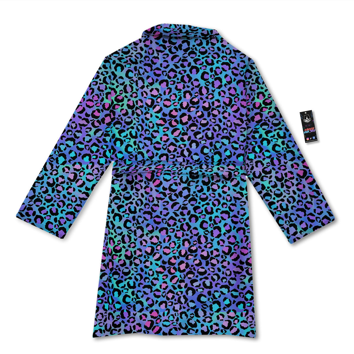 Leopard Teal And Purple Print Pattern Bathrobe-grizzshop