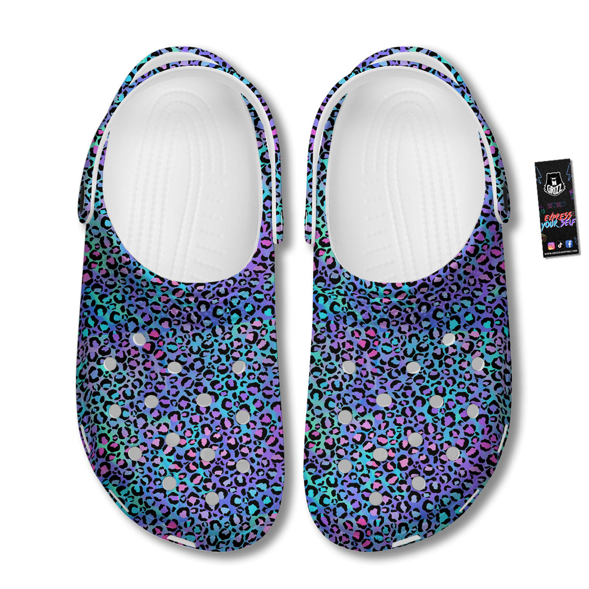 Leopard Teal And Purple Print Pattern Clog-grizzshop
