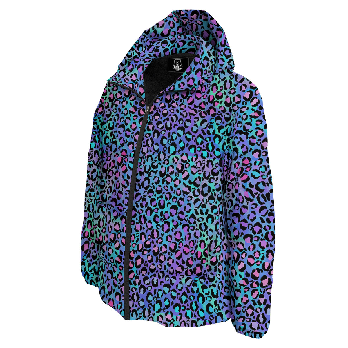Leopard Teal And Purple Print Pattern Down Jacket-grizzshop