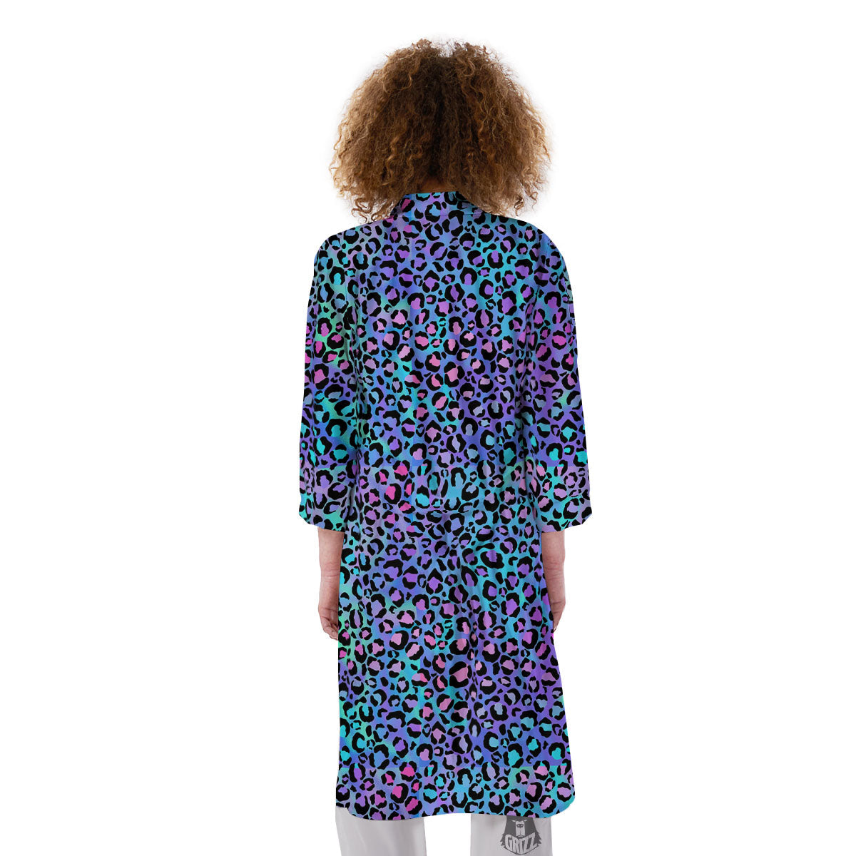Leopard Teal And Purple Print Pattern Kimono-grizzshop