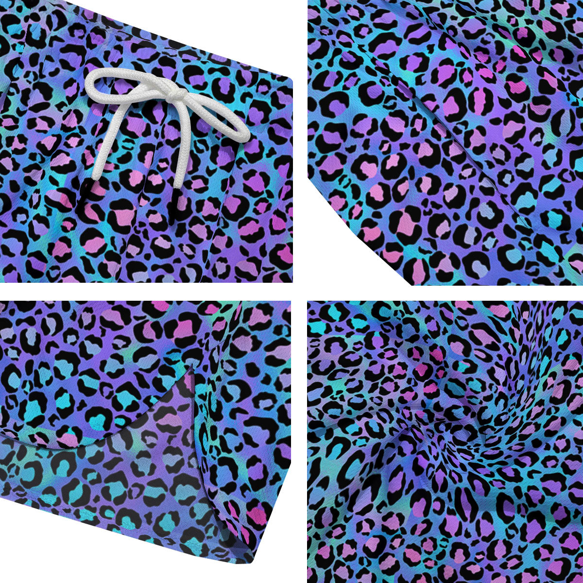 Leopard Teal And Purple Print Pattern Men's Running Shorts-grizzshop
