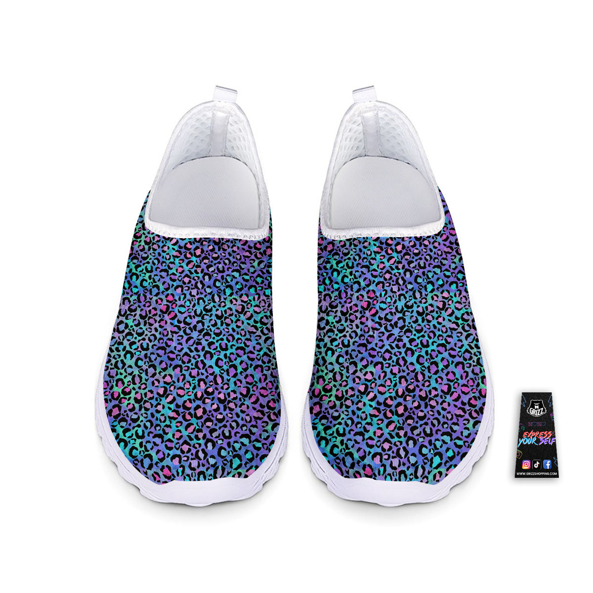 Leopard Teal And Purple Print Pattern Nurse Shoes-grizzshop
