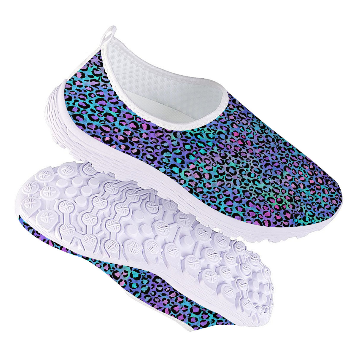 Leopard Teal And Purple Print Pattern Nurse Shoes-grizzshop