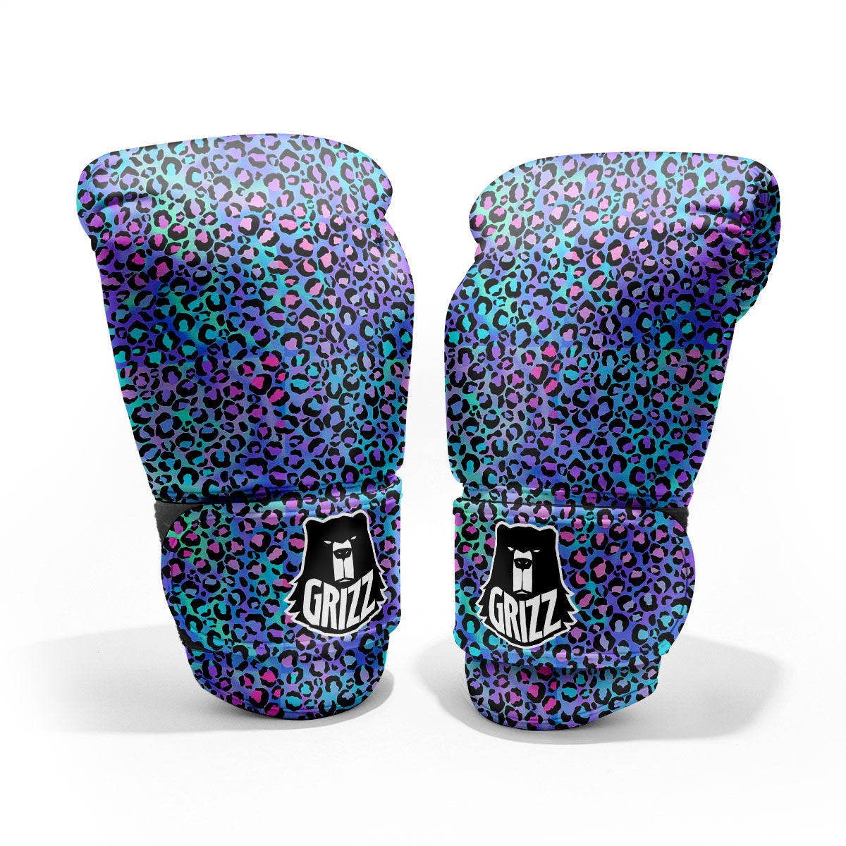 Leopard Teal And Purple Print Pattern Pro Boxing Glove