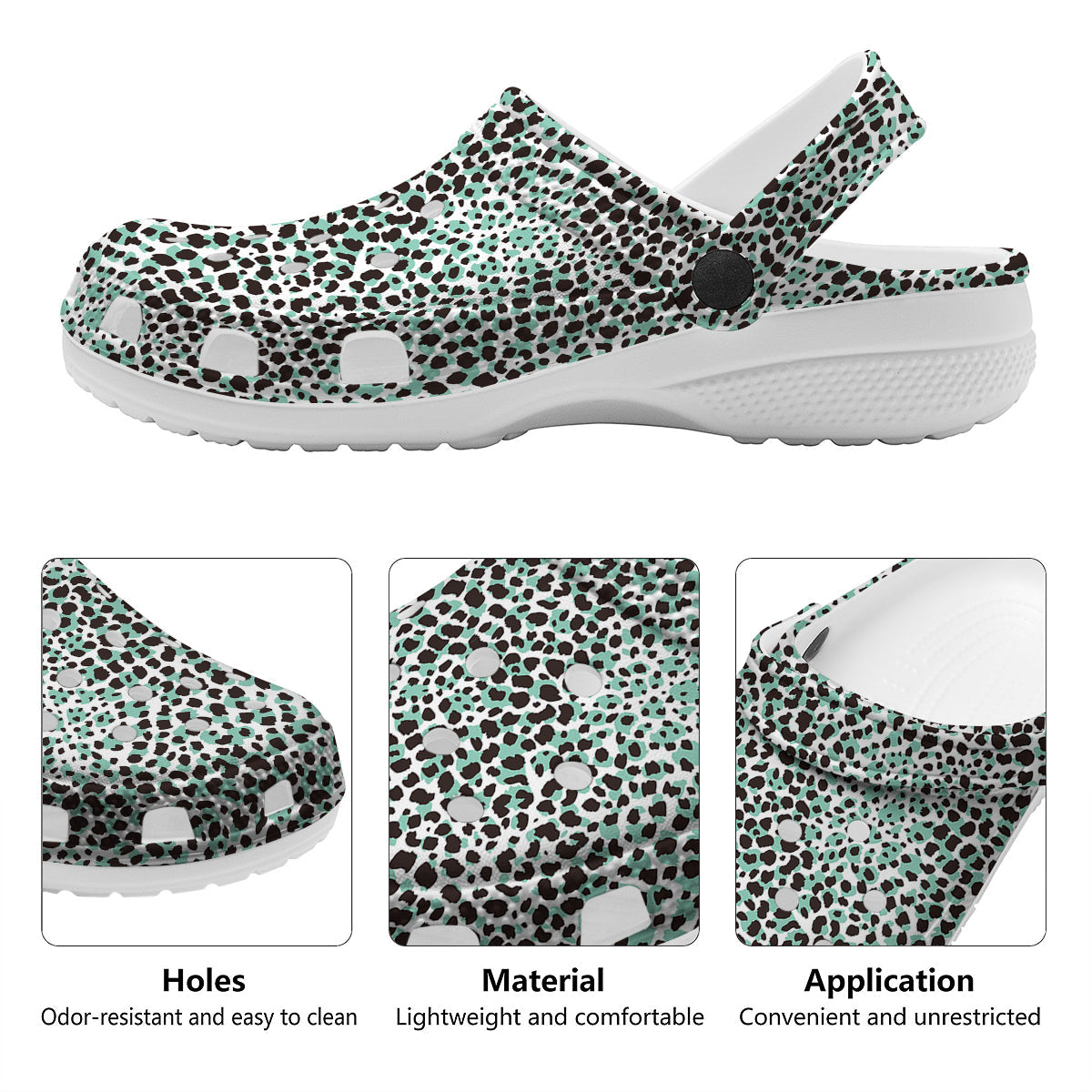 Leopard Teal And White Print Pattern Clog-grizzshop