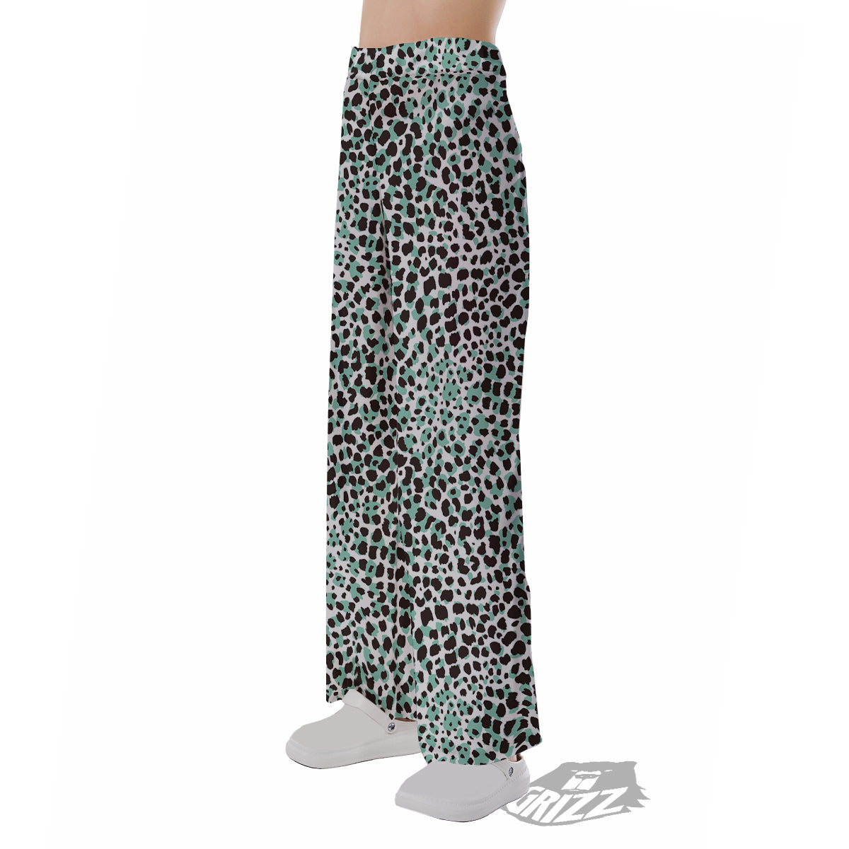 Leopard Teal And White Print Pattern Pajama Pants-grizzshop