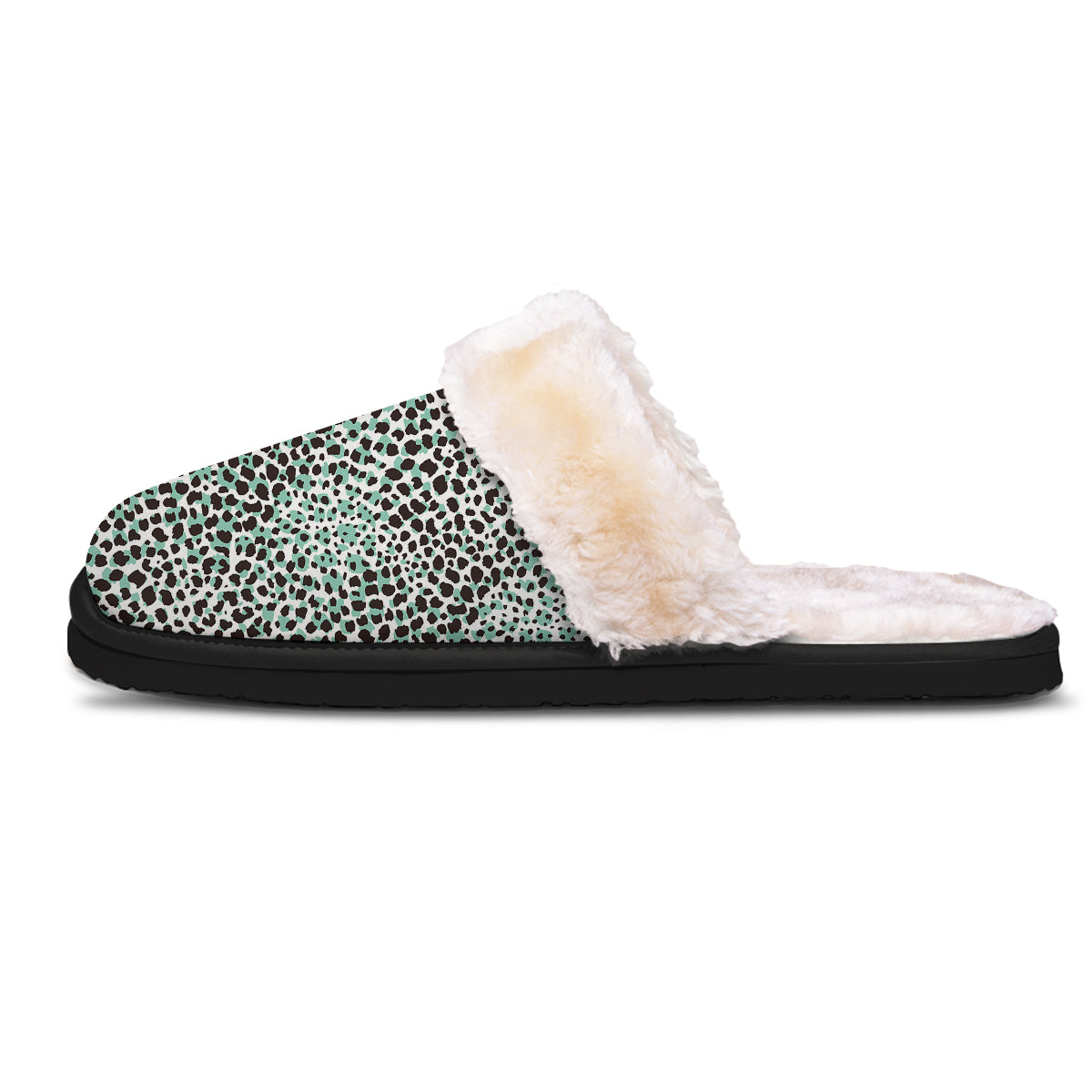 Leopard Teal And White Print Pattern Slippers-grizzshop