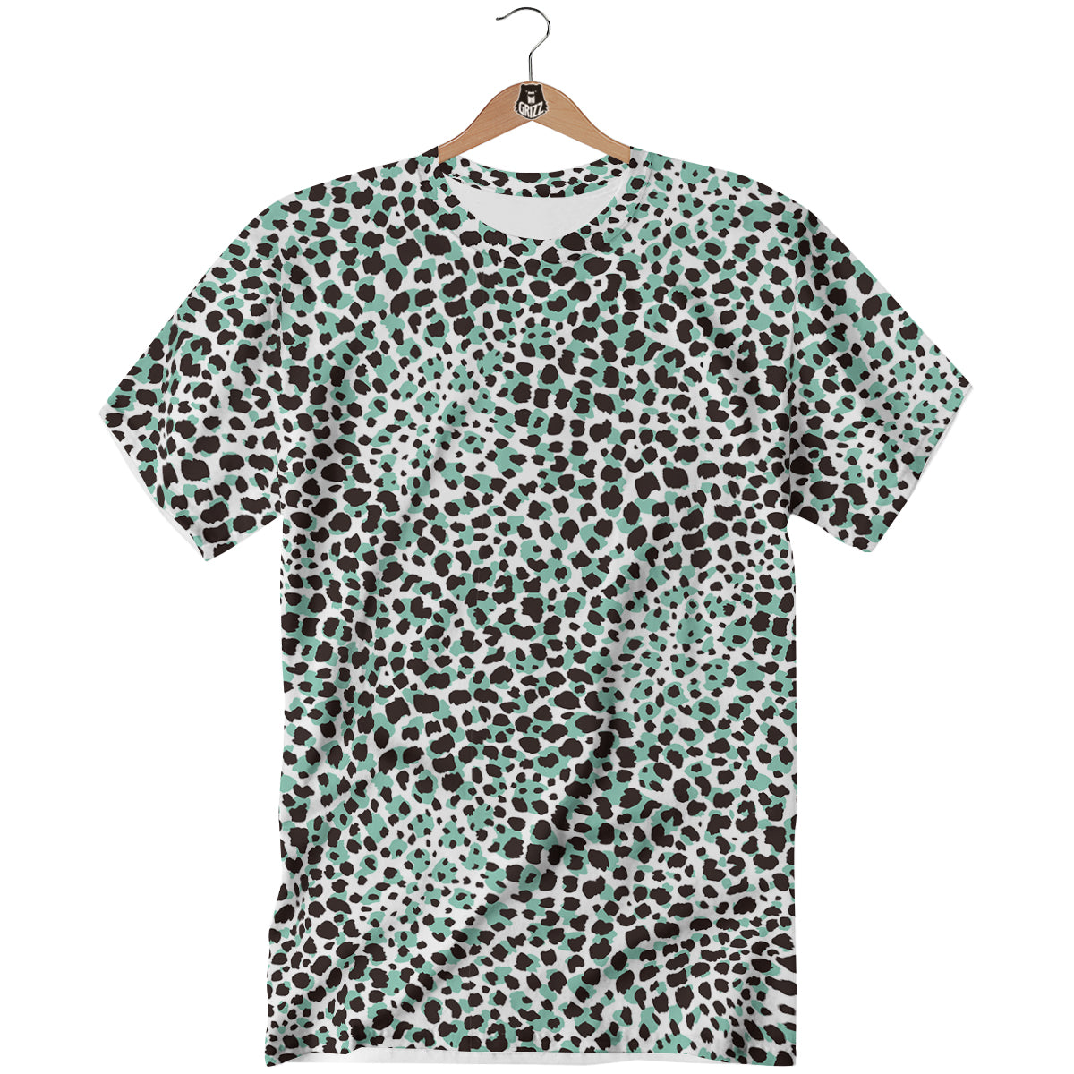 Leopard Teal And White Print Pattern T-Shirt-grizzshop