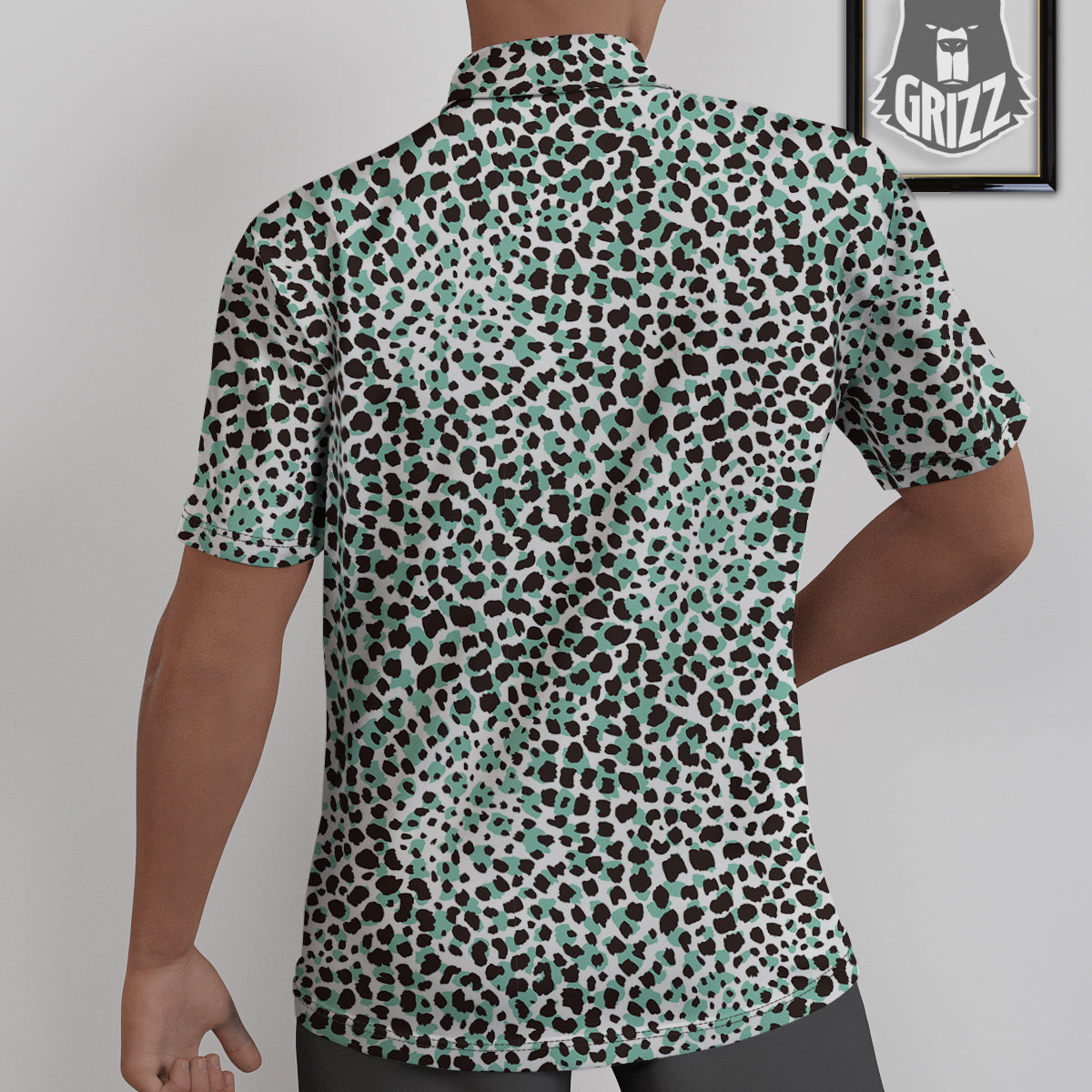 Leopard Teal And White Print Pattern Untucked Shirts-grizzshop