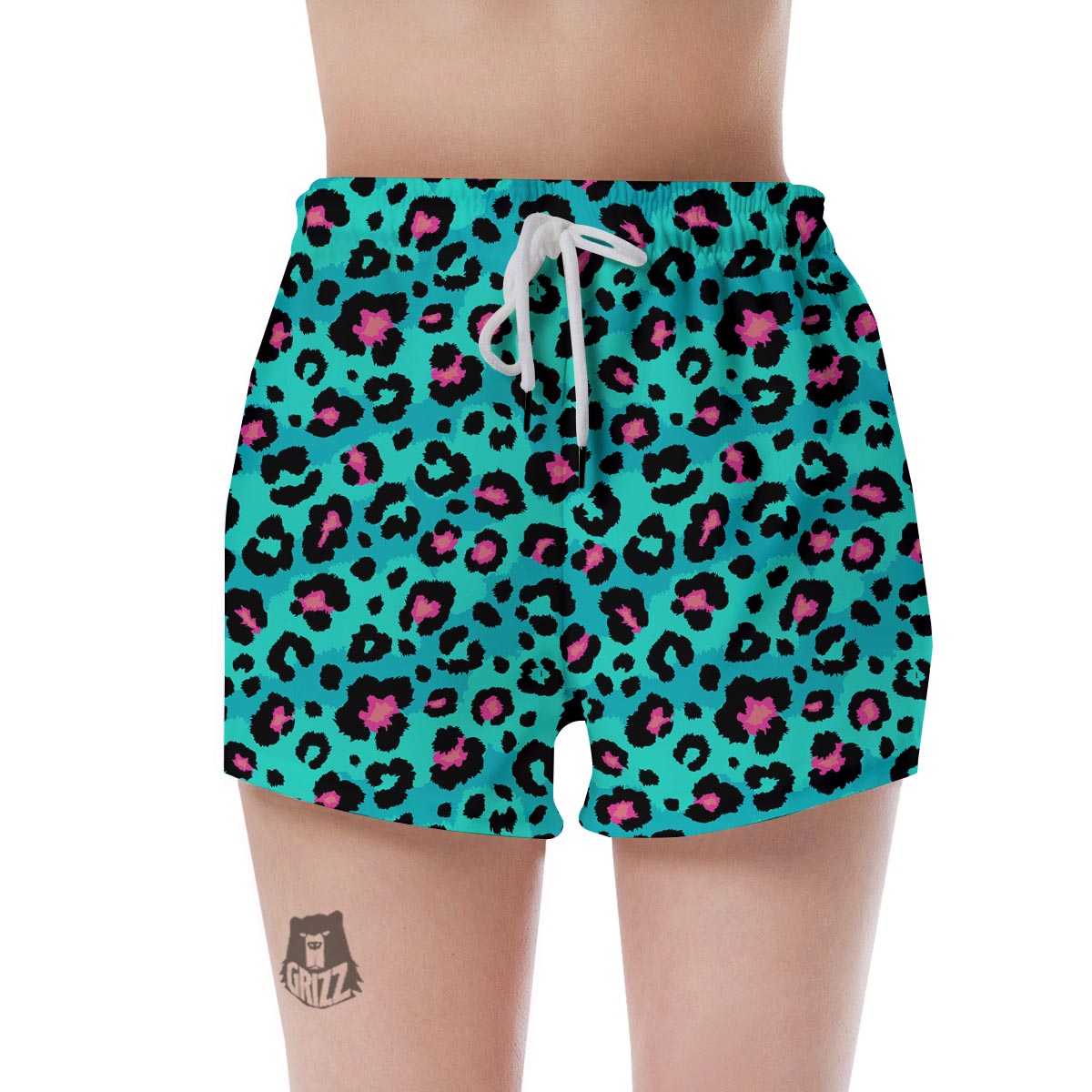 Leopard Teal Print Women's Shorts-grizzshop