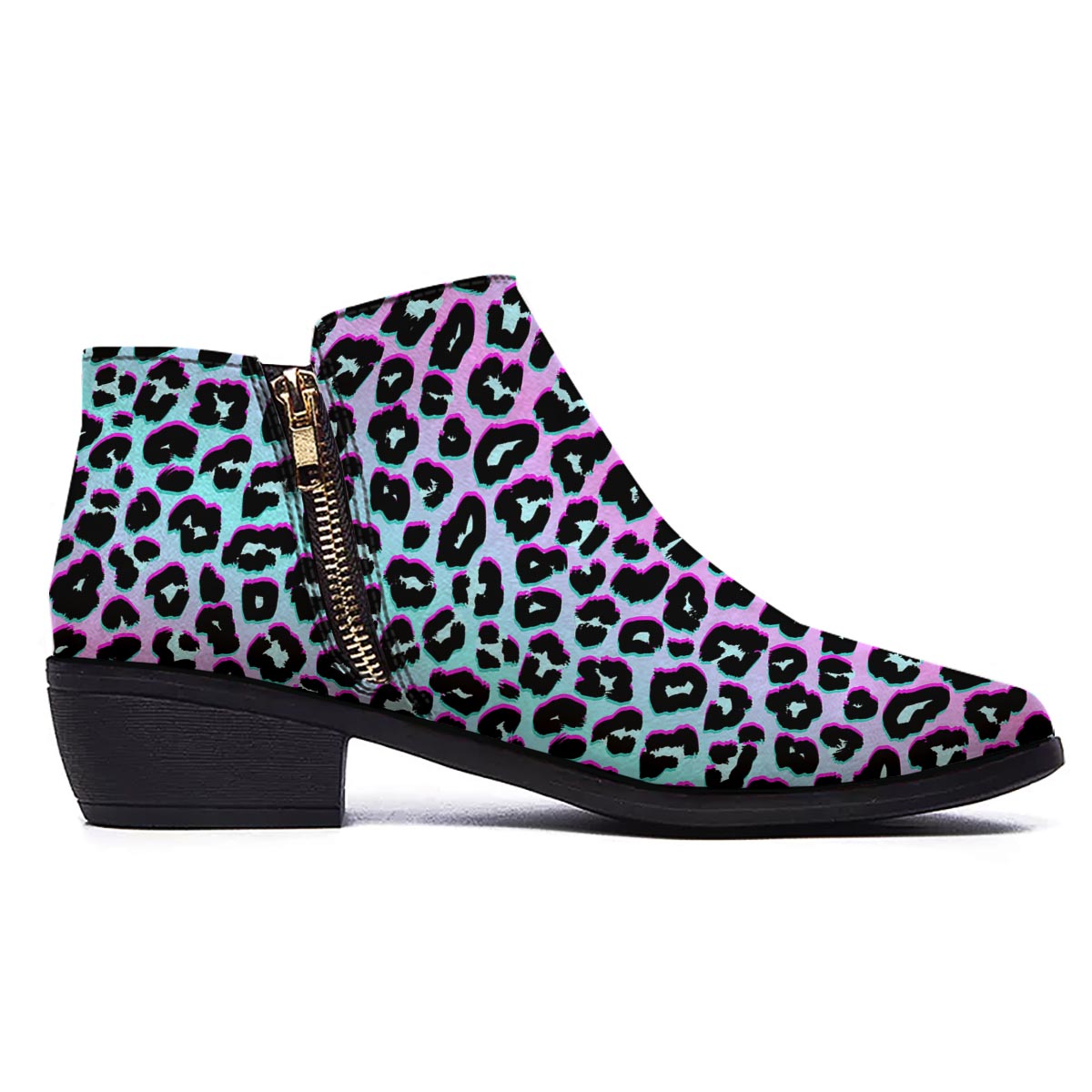 Leopard Trippy Psychedelic Print Pattern Ankle Boots-grizzshop