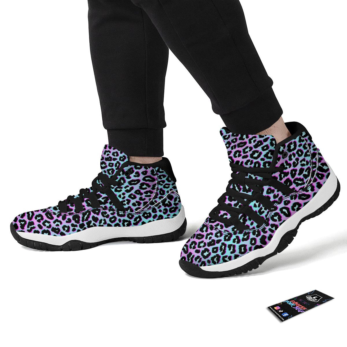 Leopard Trippy Psychedelic Print Pattern Black Bball Shoes-grizzshop
