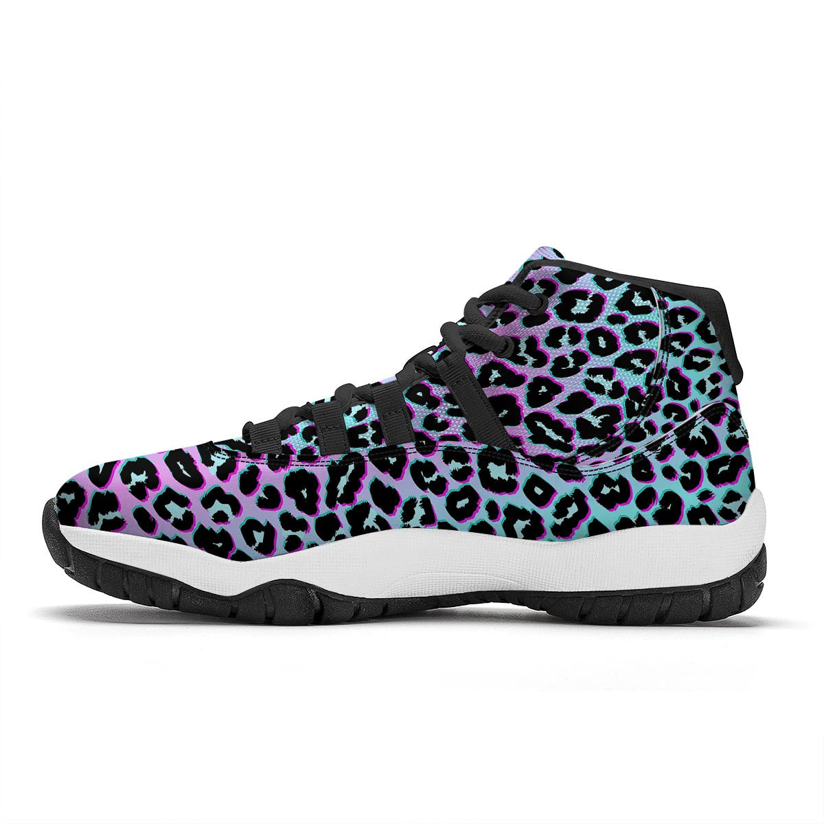 Leopard Trippy Psychedelic Print Pattern Black Bball Shoes-grizzshop