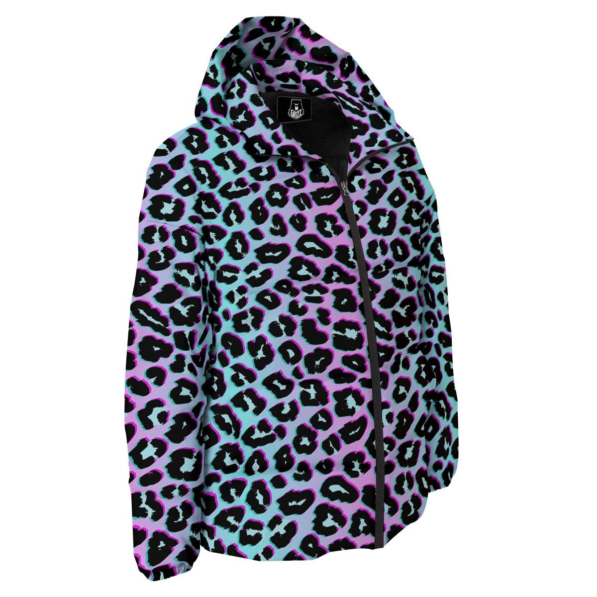 Leopard Trippy Psychedelic Print Pattern Down Jacket-grizzshop