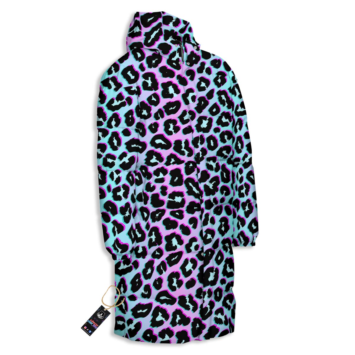 Leopard Trippy Psychedelic Print Pattern Long Down Jacket-grizzshop