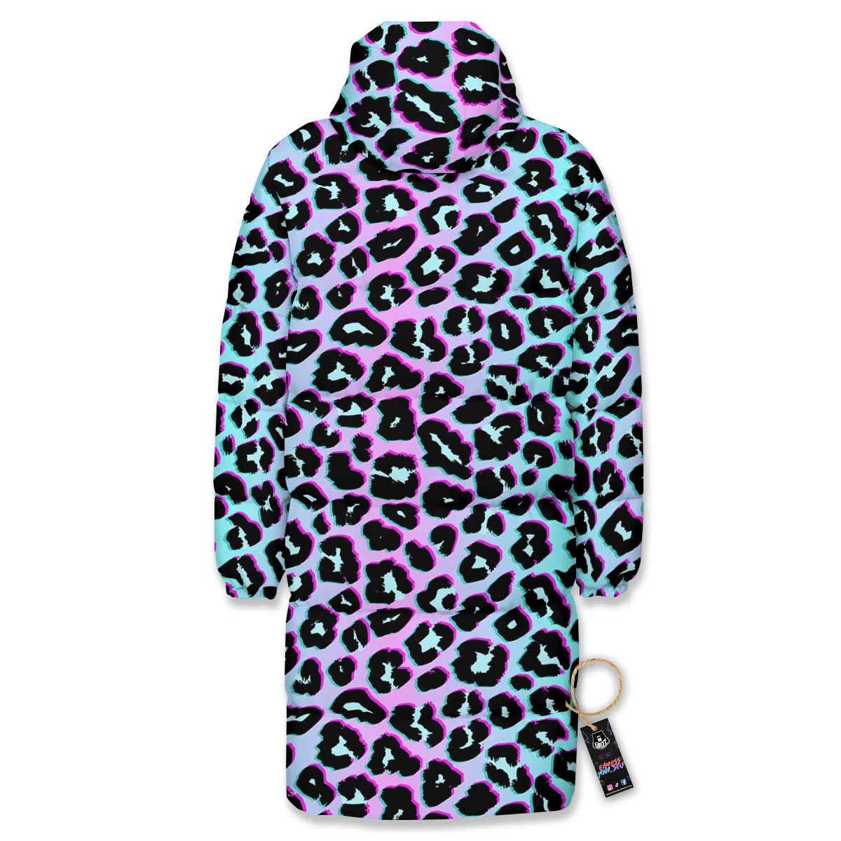 Leopard Trippy Psychedelic Print Pattern Long Down Jacket-grizzshop
