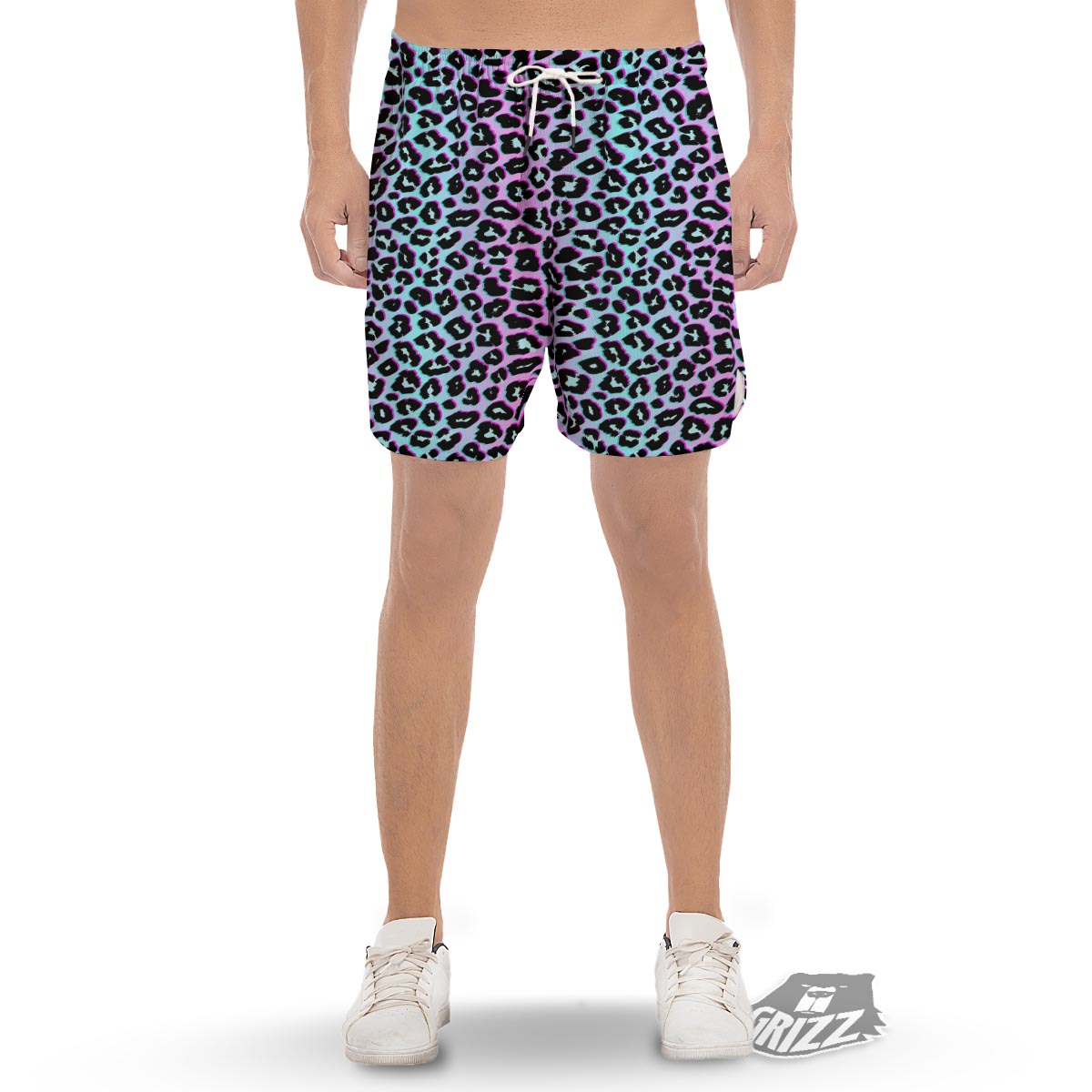 Leopard Trippy Psychedelic Print Pattern Men's Gym Shorts-grizzshop