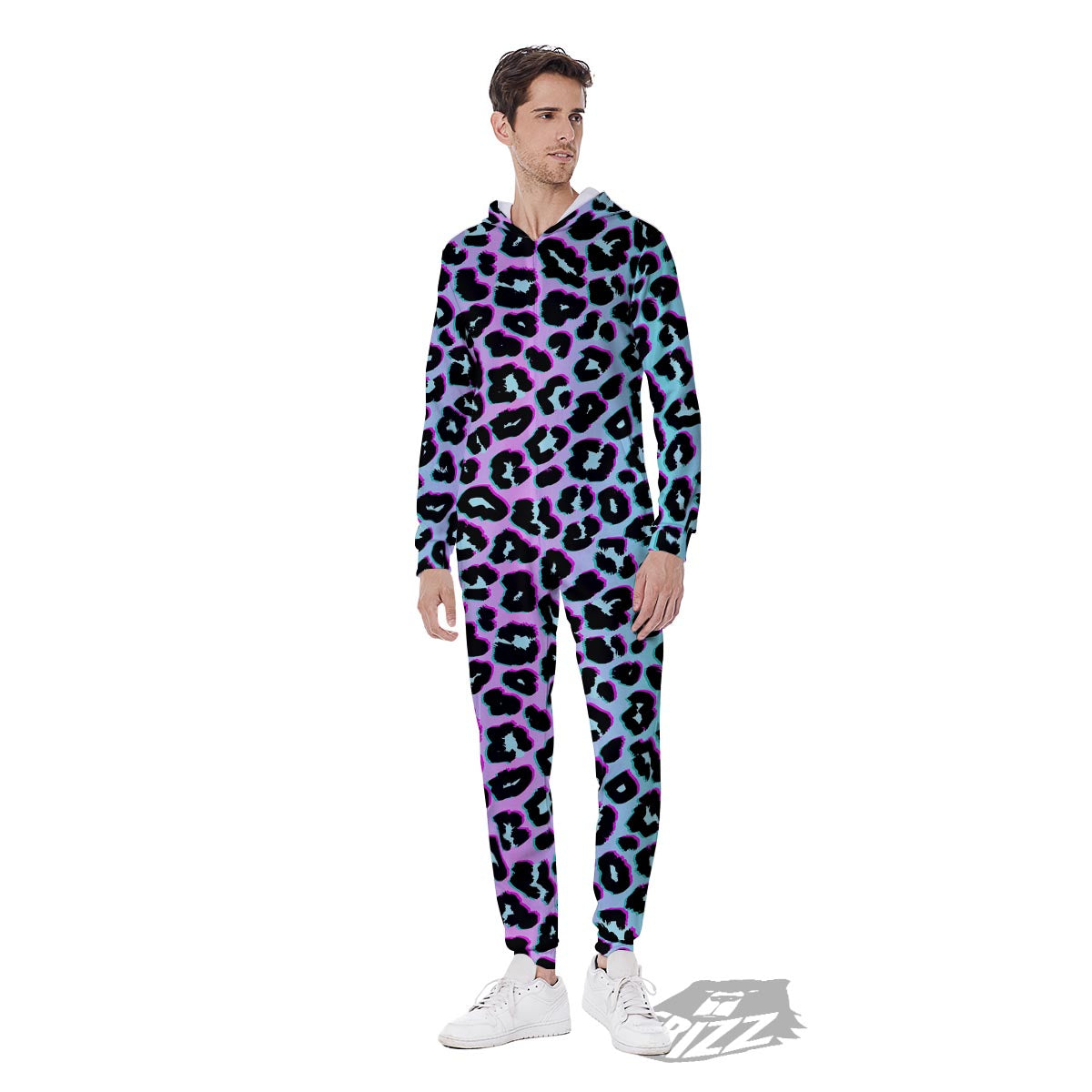 Leopard Trippy Psychedelic Print Pattern Men's Jumpsuit-grizzshop