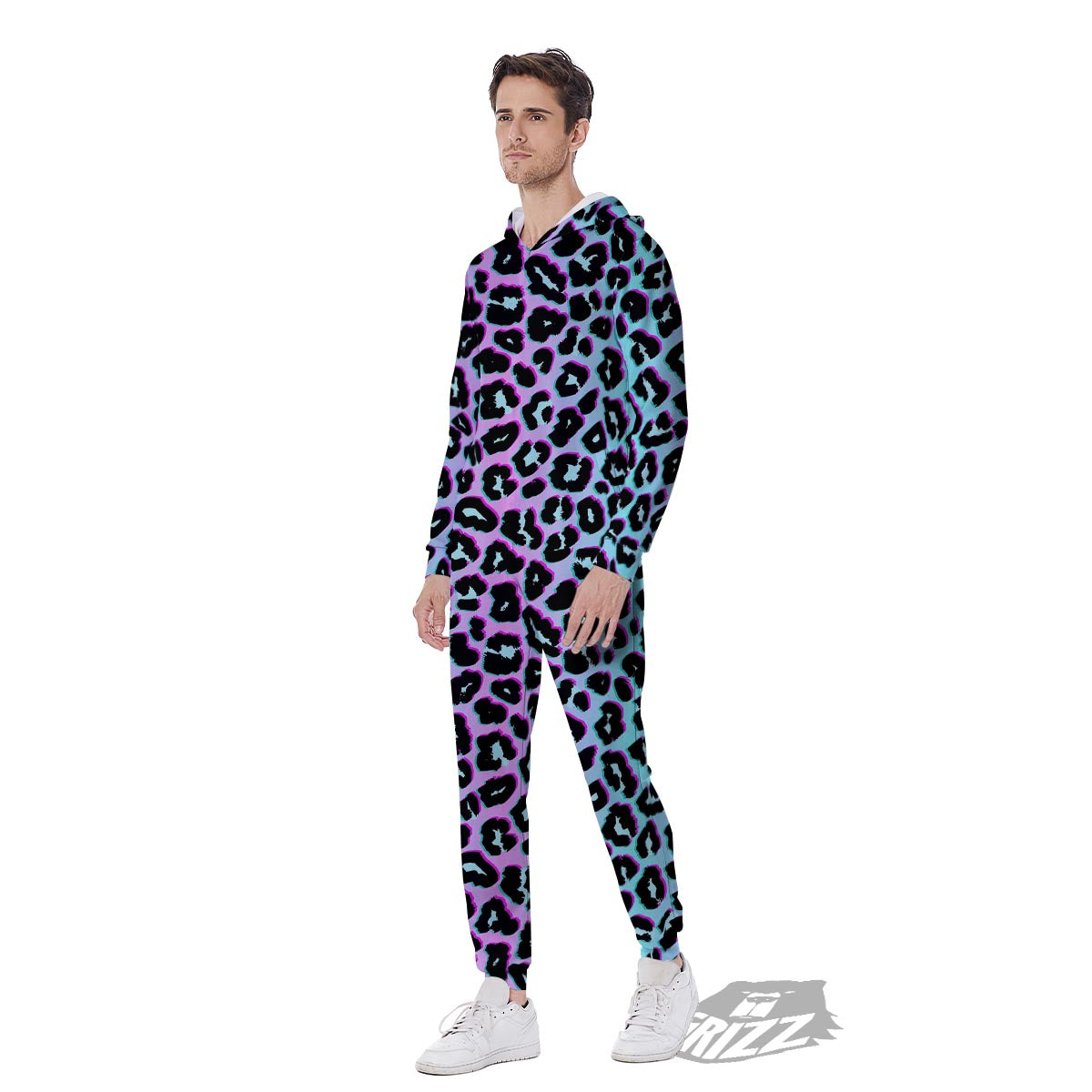 Leopard Trippy Psychedelic Print Pattern Men's Jumpsuit-grizzshop