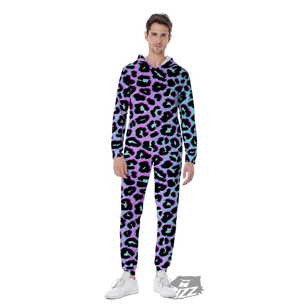 Leopard Trippy Psychedelic Print Pattern Men's Jumpsuit-grizzshop