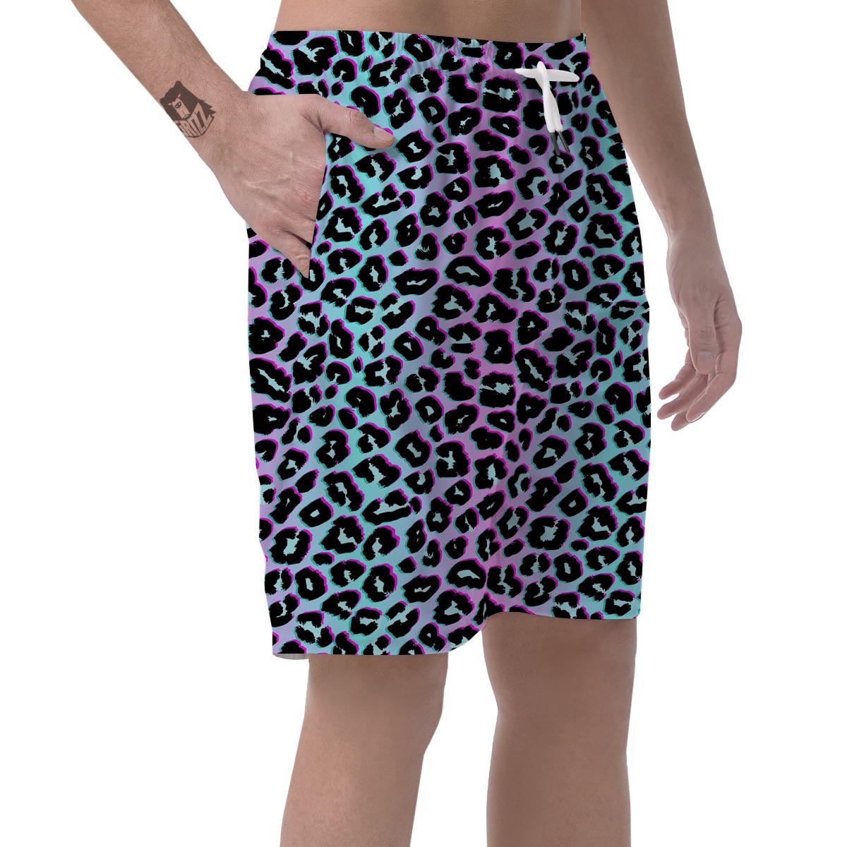 Leopard Trippy Psychedelic Print Pattern Men's Shorts-grizzshop