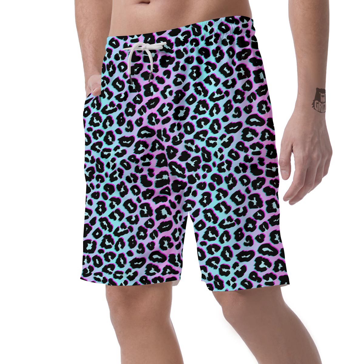 Leopard Trippy Psychedelic Print Pattern Men's Shorts-grizzshop