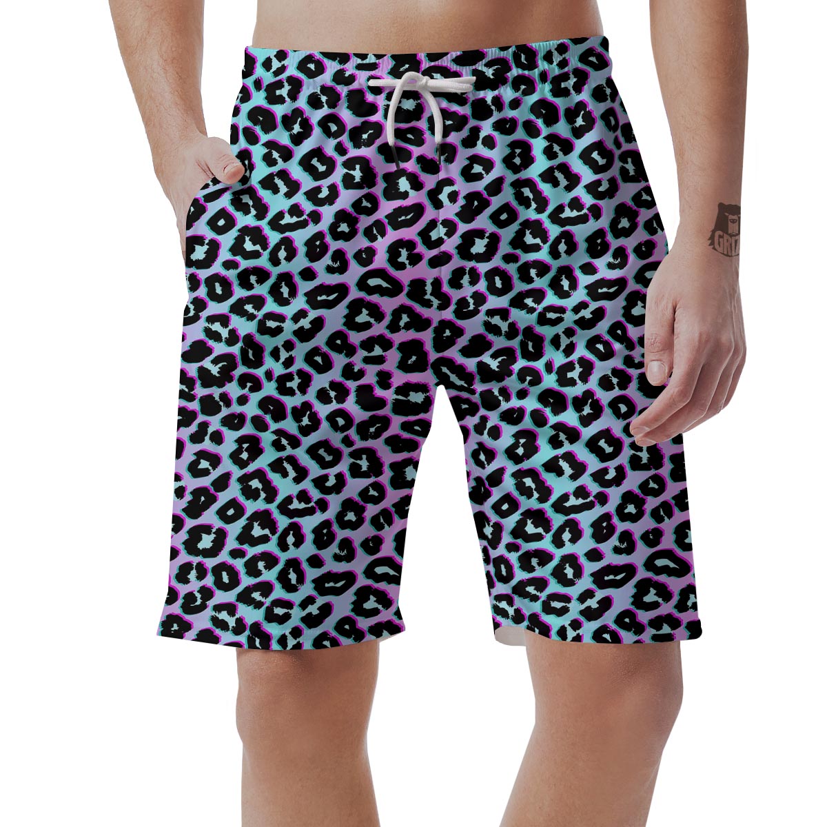 Leopard Trippy Psychedelic Print Pattern Men's Shorts-grizzshop
