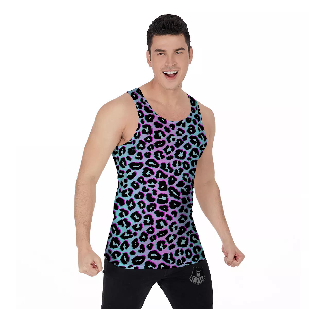 Leopard Trippy Psychedelic Print Pattern Men's Tank Top-grizzshop