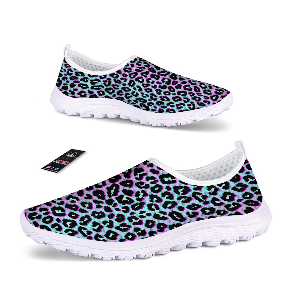 Leopard Trippy Psychedelic Print Pattern Nurse Shoes-grizzshop