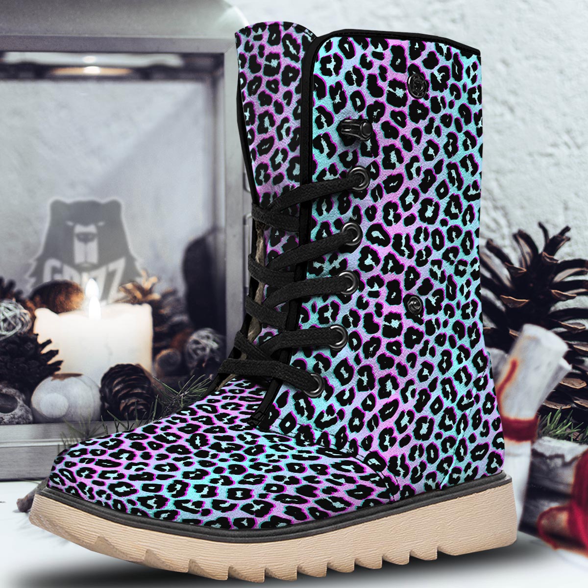 Leopard Trippy Psychedelic Print Pattern Snow Boots-grizzshop