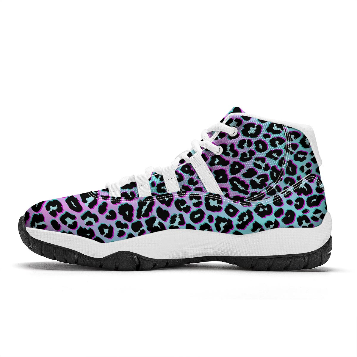 Leopard Trippy Psychedelic Print Pattern White Bball Shoes-grizzshop