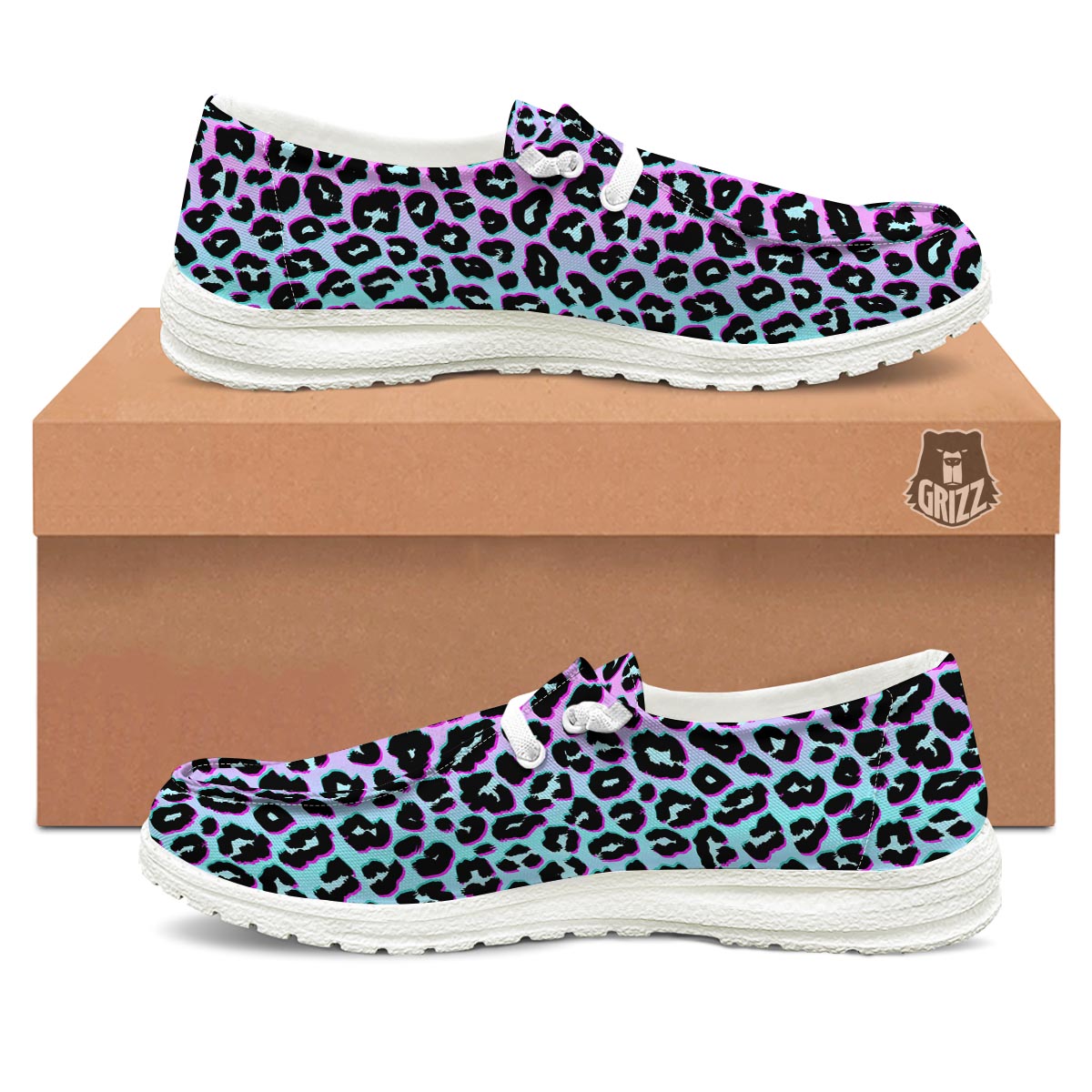 Leopard Trippy Psychedelic Print Pattern White Loafers-grizzshop