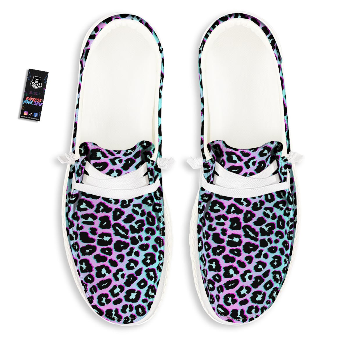 Leopard Trippy Psychedelic Print Pattern White Loafers-grizzshop