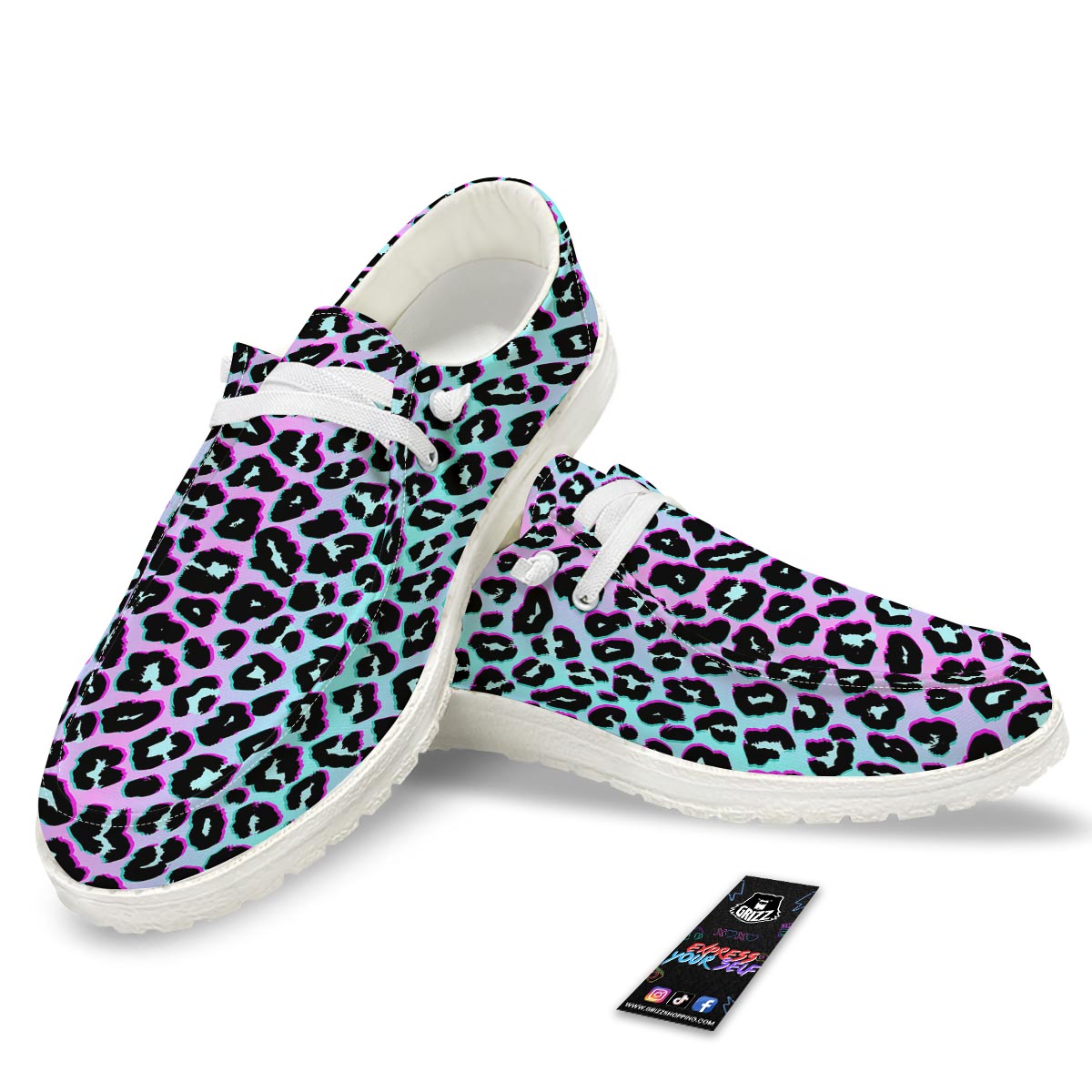 Leopard Trippy Psychedelic Print Pattern White Loafers-grizzshop