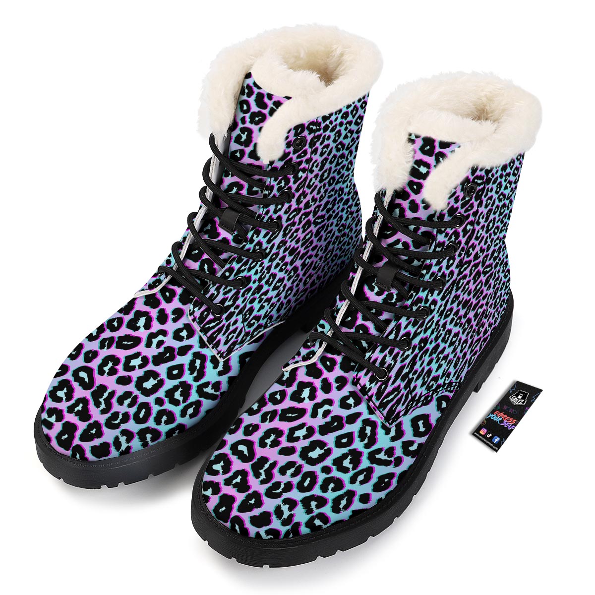 Leopard Trippy Psychedelic Print Pattern Winter Boots-grizzshop