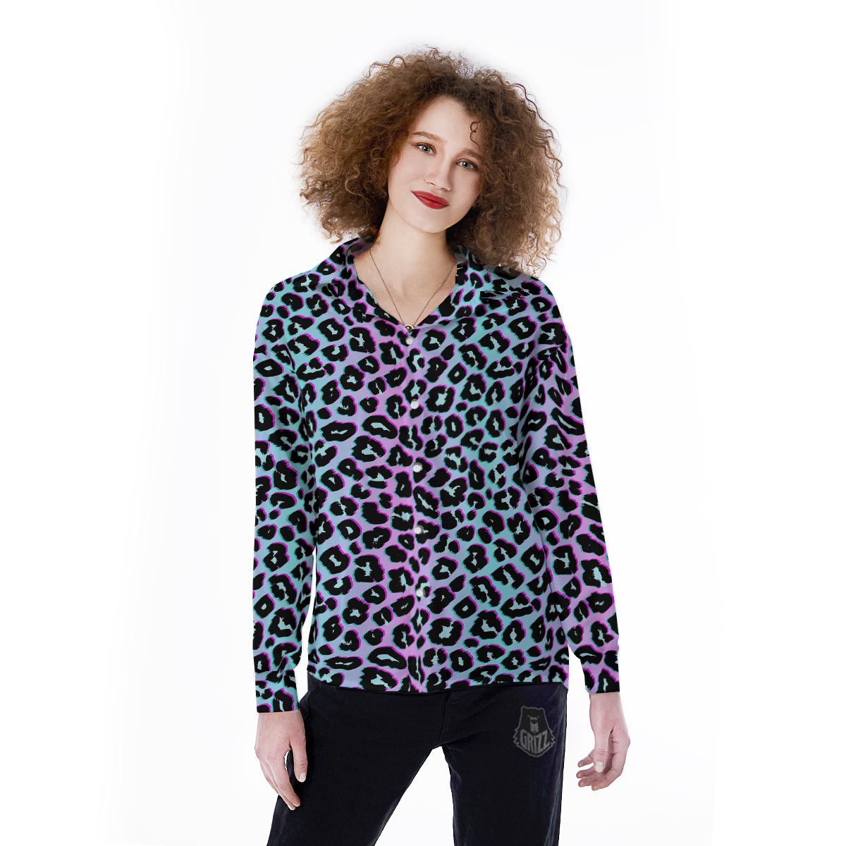 Leopard Trippy Psychedelic Print Pattern Women's Long Sleeve Shirts-grizzshop