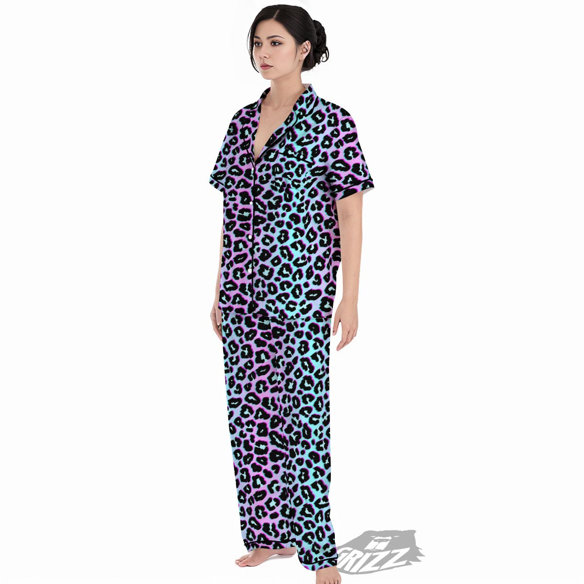 Leopard Trippy Psychedelic Print Pattern Women's Pajamas Set-grizzshop