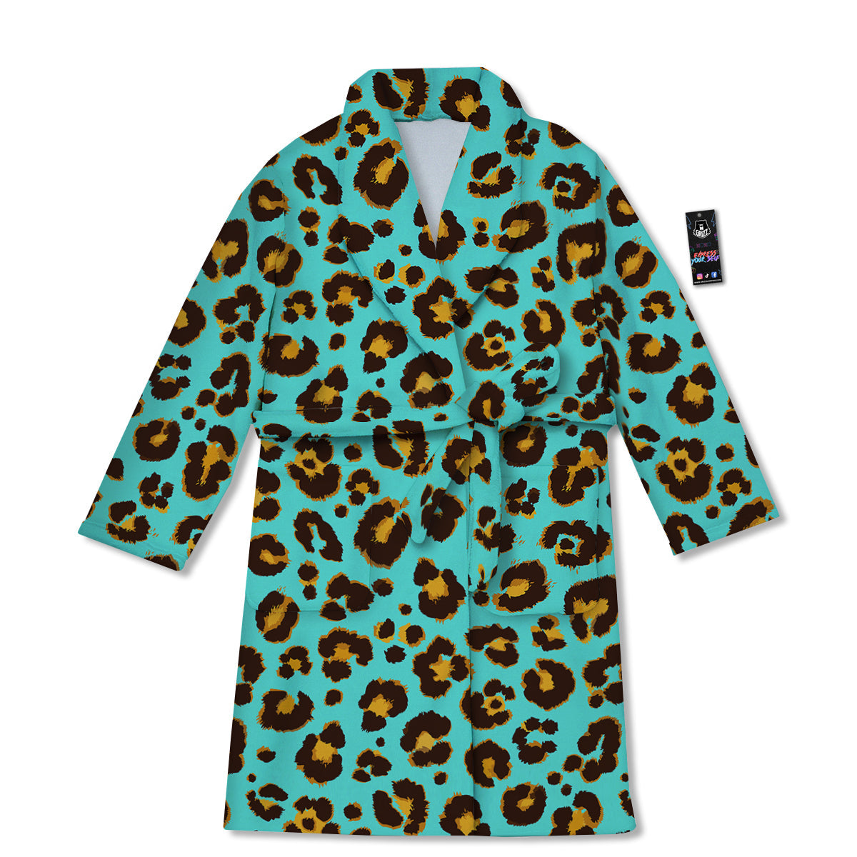 Leopard Turquoise Print Pattern Bathrobe-grizzshop