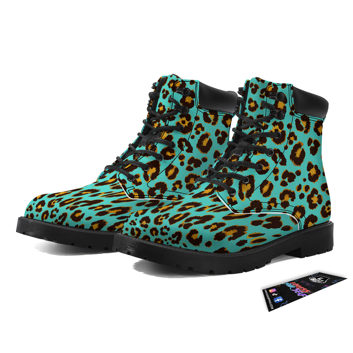 Leopard Turquoise Print Pattern Boots-grizzshop