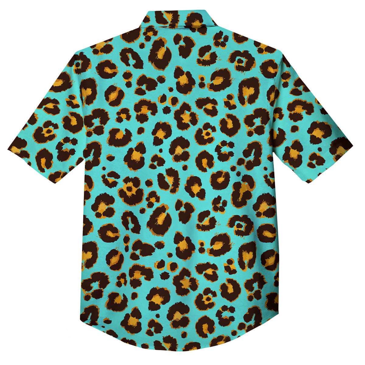Leopard Turquoise Print Pattern Button Up Shirt-grizzshop